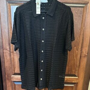 No Boundaries Black Textured Button Down Shirt